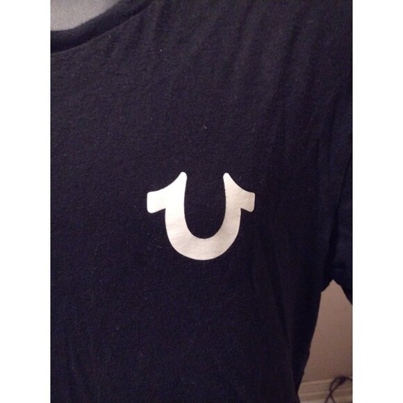True Religion "FASHION FOR THE SENSES" T-Shirt True Size Is Men's XL Black Cotto - Picture 3 of 8